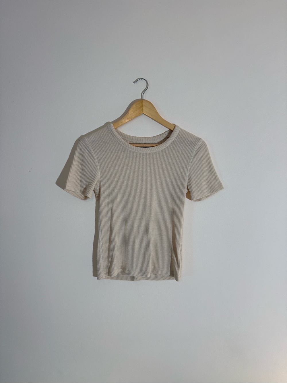 Small Abercrombie and Fitch Ribbed Cream Fitted Shirt